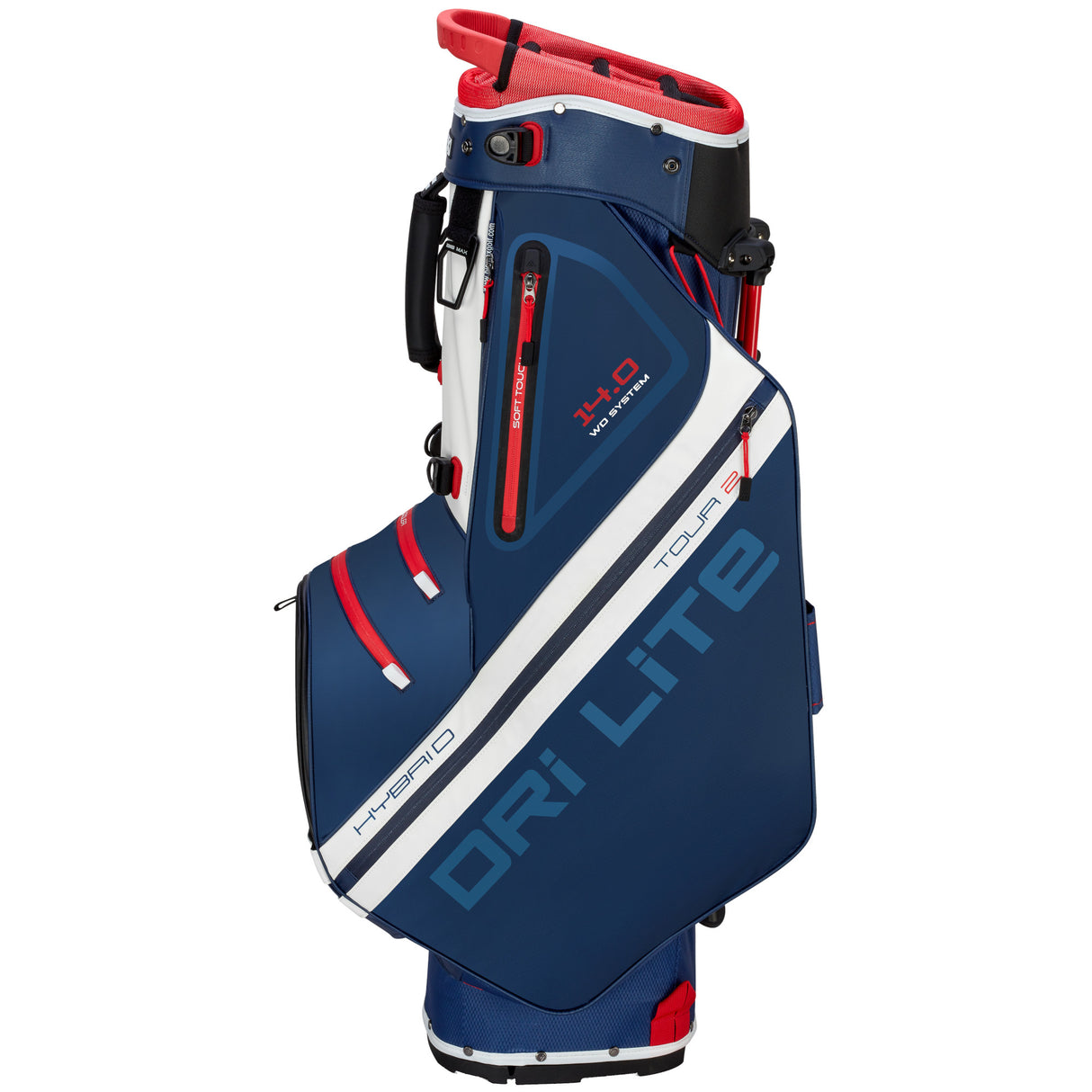 Big Max Dri Lite Hybrid Tour 2 Waterproof Standbag, Blau / Rot / Weiß - Golflaedchen.de