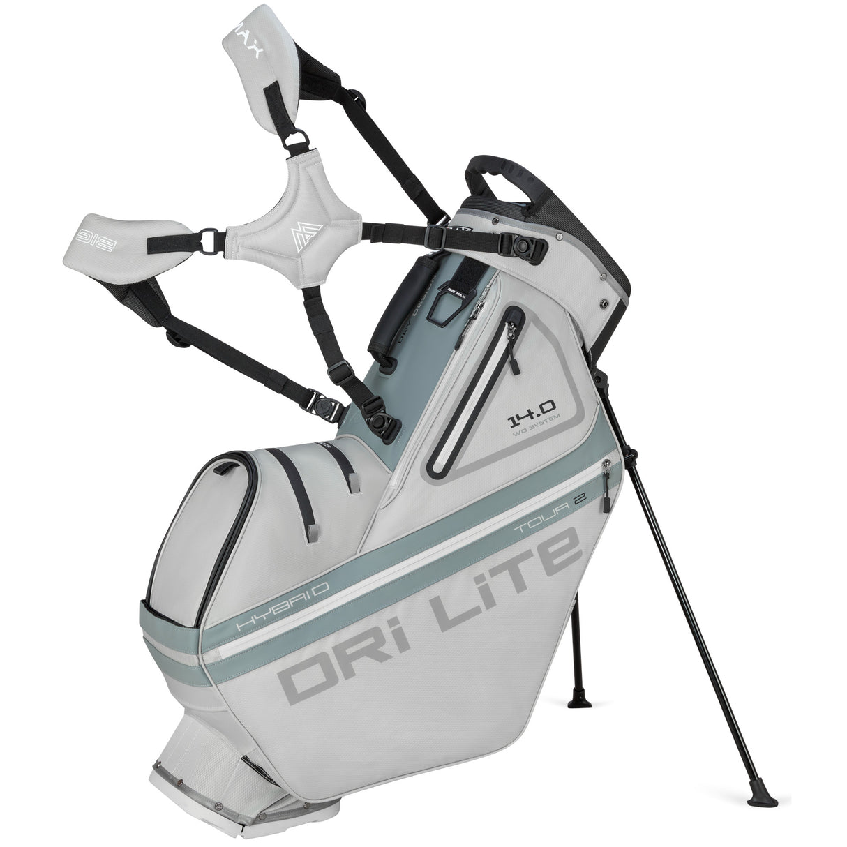 Big Max Dri Lite Hybrid Tour 2 Waterproof Standbag, Silbergrau - Golflaedchen.de