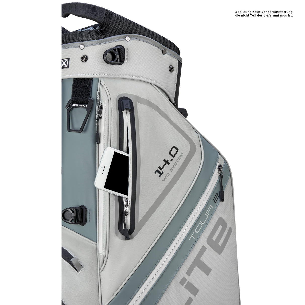 Big Max Dri Lite Hybrid Tour 2 Waterproof Standbag, Silbergrau - Golflaedchen.de