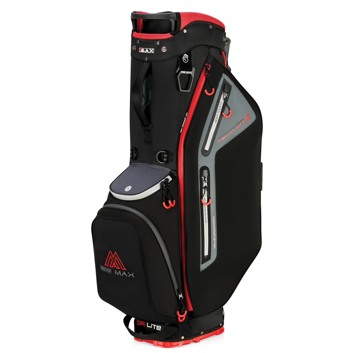 Big Max Dri Lite Feather 2 Waterproof Standbag, Schwarz / Rot - Golflaedchen.de
