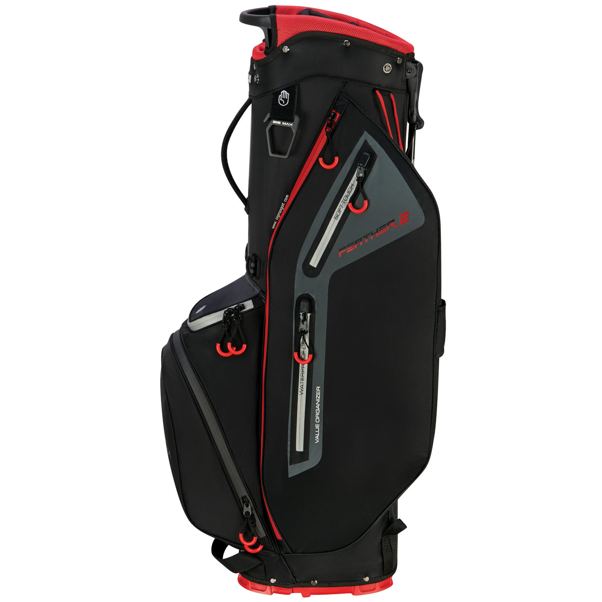 Big Max Dri Lite Feather 2 Waterproof Standbag, Schwarz / Rot - Golflaedchen.de