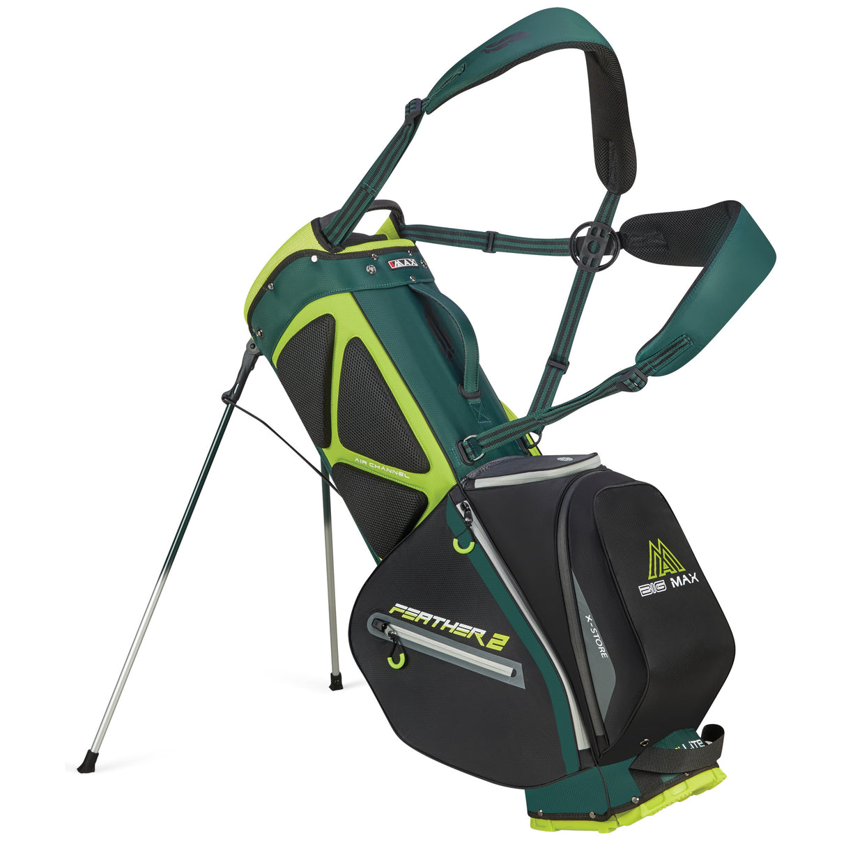 Big Max Dri Lite Feather 2 Waterproof Standbag, Grün / Schwarz - Golflaedchen.de