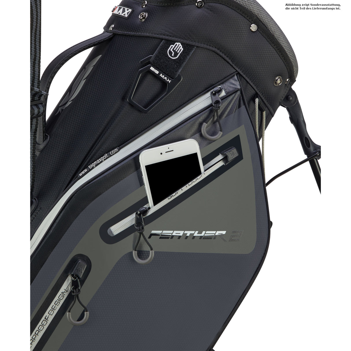 Big Max Dri Lite Feather 2 Waterproof Standbag, Grau / Schwarz - Golflaedchen.de