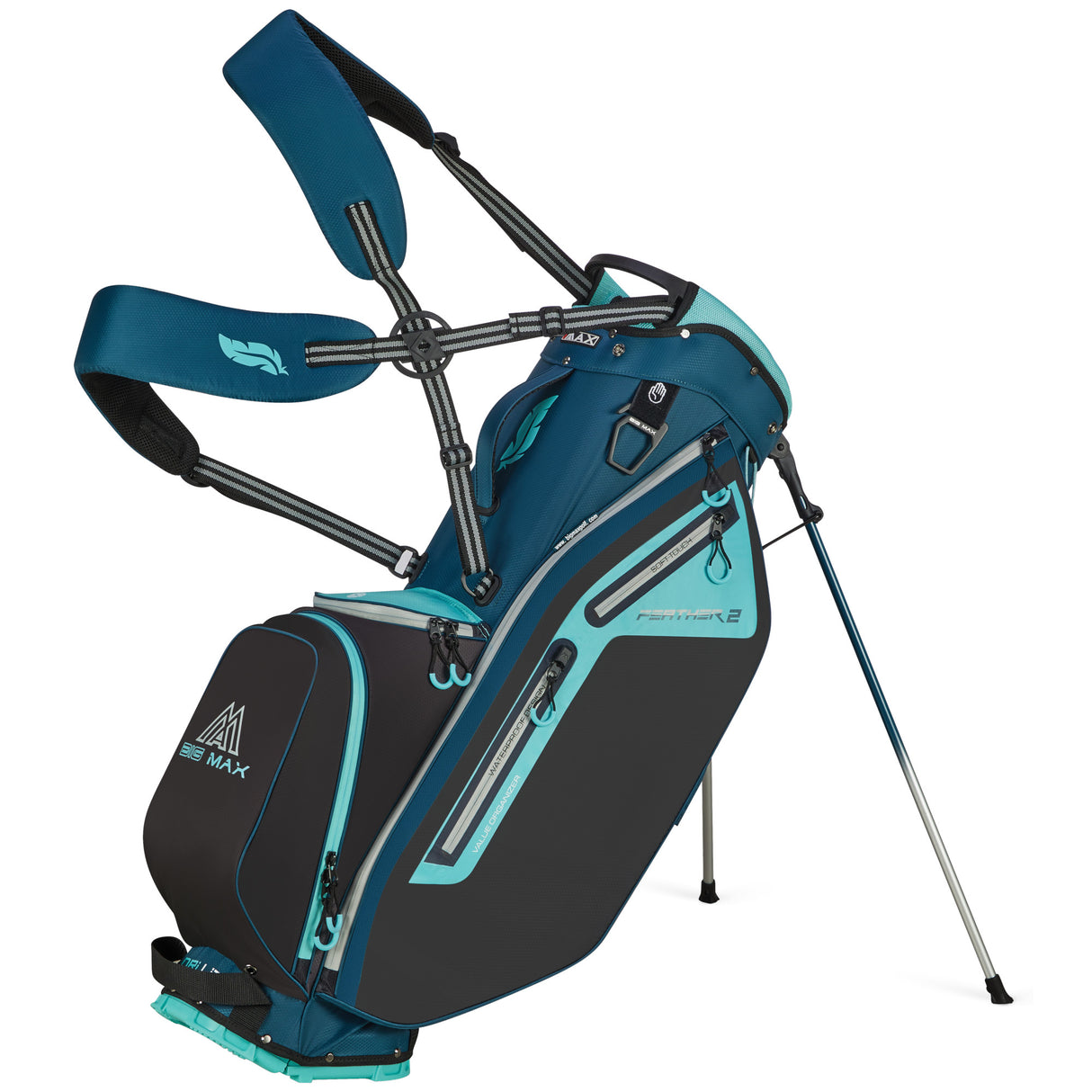 Big Max Dri Lite Feather 2 Waterproof Standbag, Blau / Grau / Aqua - Golflaedchen.de