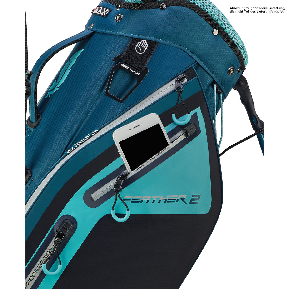 Big Max Dri Lite Feather 2 Waterproof Standbag, Blau / Grau / Aqua - Golflaedchen.de