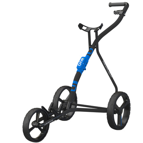 Wishbone ONE Golftrolley inkl. Schirmhalter und Scorecardhalter, Schwarz / Blau - Golflaedchen.de