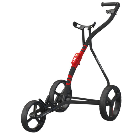 Wishbone ONE Golftrolley inkl. Schirmhalter und Scorecardhalter, Schwarz / Rot - Golflaedchen.de