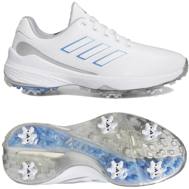 Adidas ZG23 Damen Golfschuhe, Weiß / Blau / Silbergrau - Golflaedchen.de
