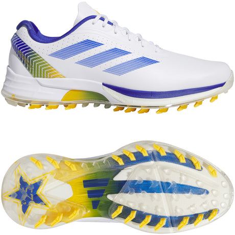 Adidas Adizero ZG 26 Herren Golfschuhe, Weiß / Blau / Gelb - Golflaedchen.de