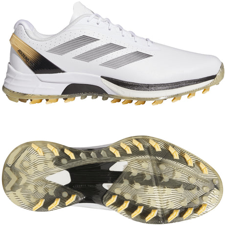 Adidas Adizero ZG Herren Golfschuhe, Weiß / Schwarz / Gold - Golflaedchen.de