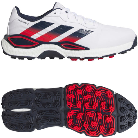 Adidas 2027 CodeChaos Herren Golfschuhe, Weiß / Blau / Rot - Golflaedchen.de