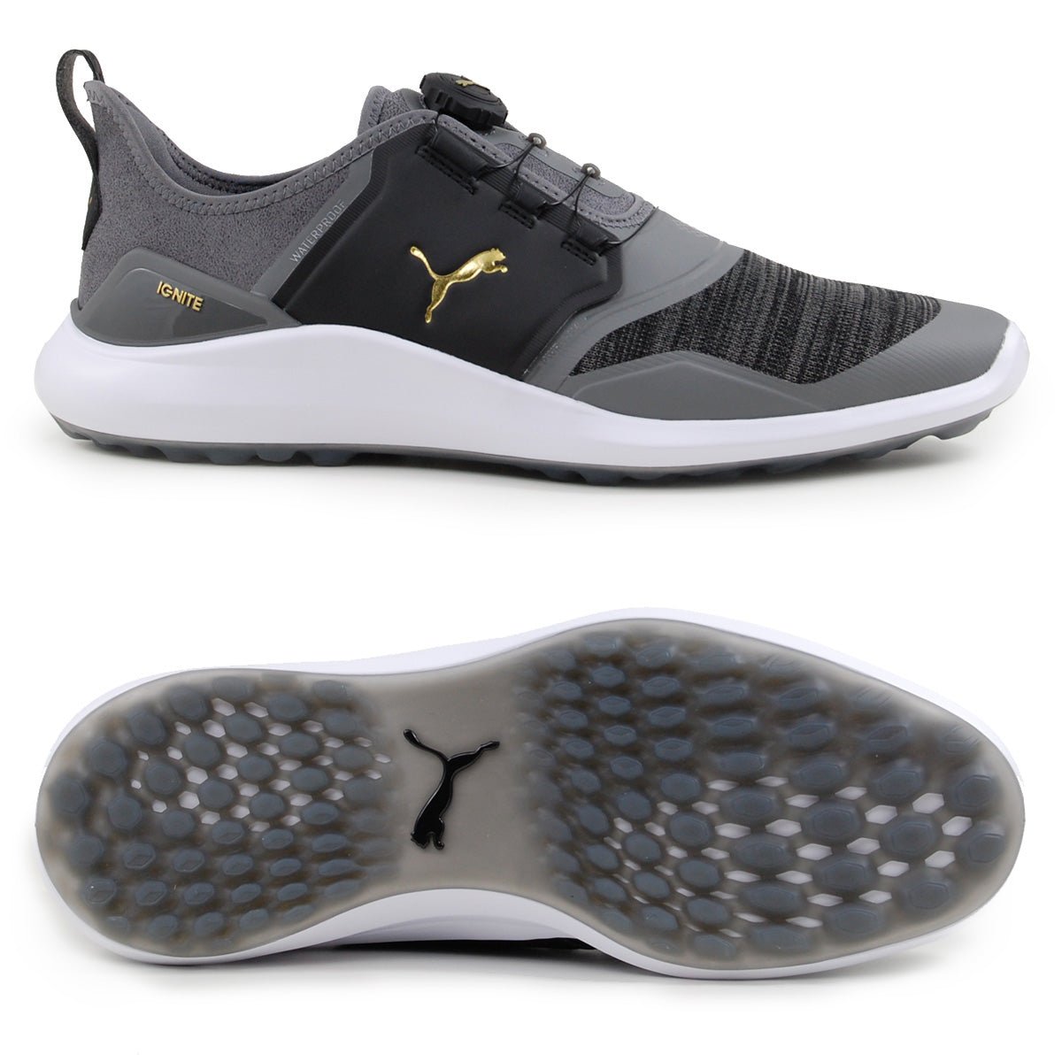 Puma IGNITE NXT Disc Herren Golfschuhe, Dunkelgrau / Schwarz - Golflaedchen.de