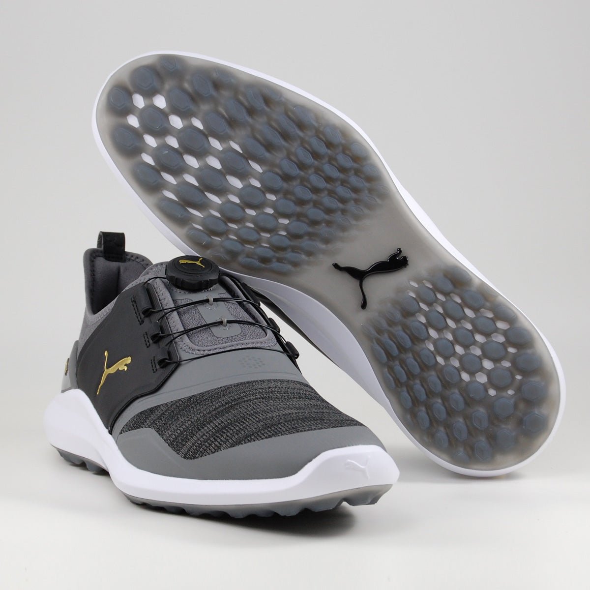 Puma IGNITE NXT Disc Herren Golfschuhe, Dunkelgrau / Schwarz - Golflaedchen.de