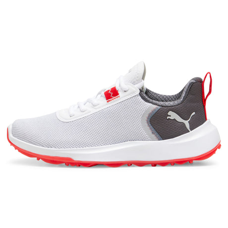 Puma Fusion Crush Sport Junior Kinder Golfschuhe, Weiß / Grau / Rot - Golflaedchen.de