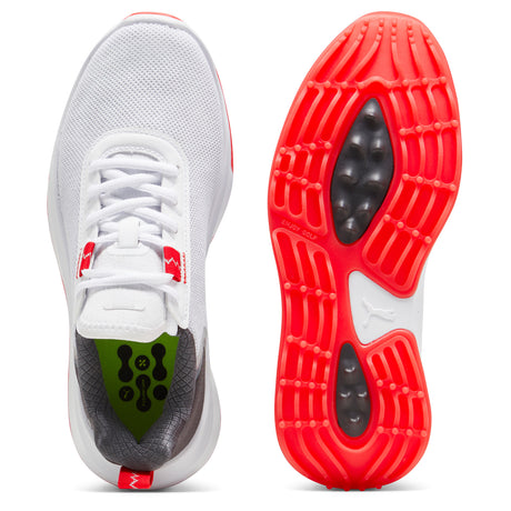 Puma Fusion Crush Sport Junior Kinder Golfschuhe, Weiß / Grau / Rot - Golflaedchen.de