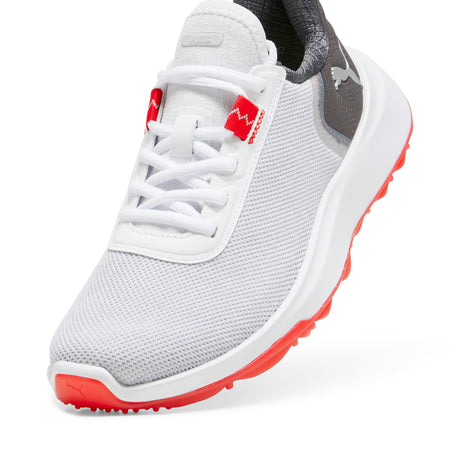 Puma Fusion Crush Sport Junior Kinder Golfschuhe, Weiß / Grau / Rot - Golflaedchen.de