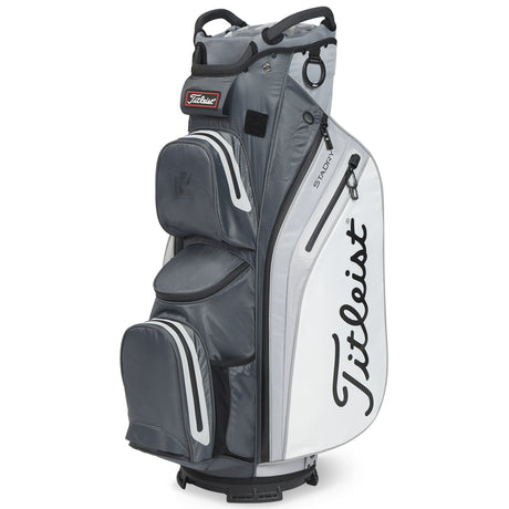 Titleist 2026 Cart 14 StaDry Waterproof Cartbag, Dunkelgrau / Grau / Weiß - Golflaedchen.de