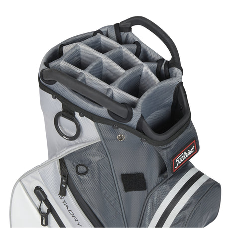 Titleist 2026 Cart 14 StaDry Waterproof Cartbag, Dunkelgrau / Grau / Weiß - Golflaedchen.de