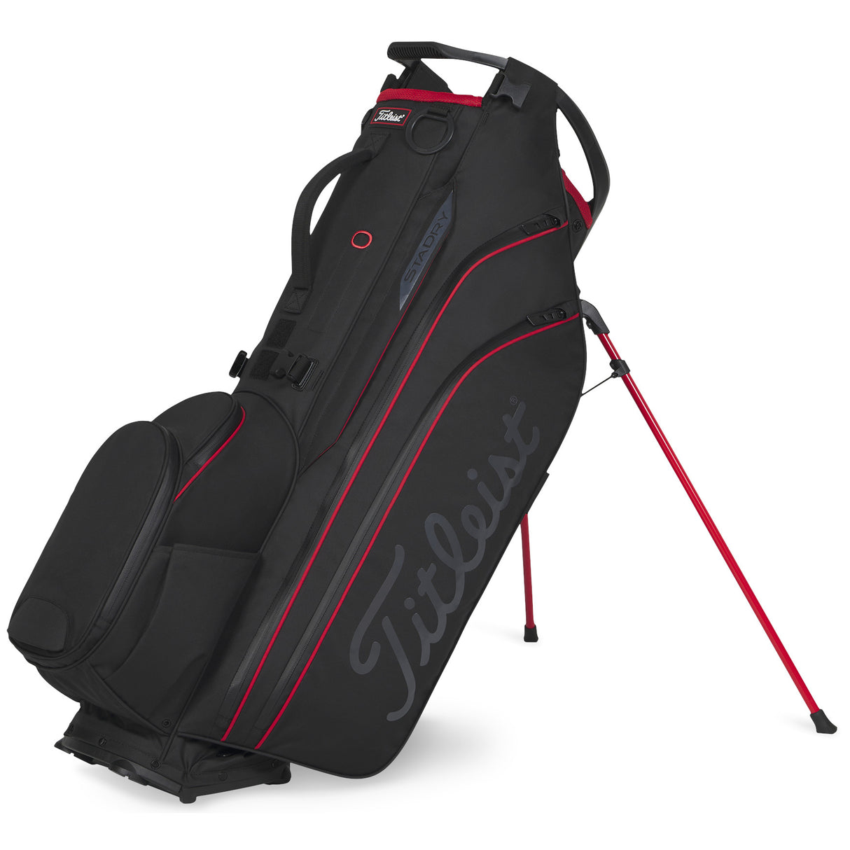 Titleist 2026 Hybrid 14 StaDry Waterproof Standbag, Schwarz / Rot - Golflaedchen.de
