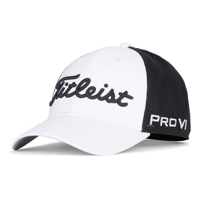 Titleist Tour Performance Mesh Herren Cap, Weiß / Schwarz - Golflaedchen.de