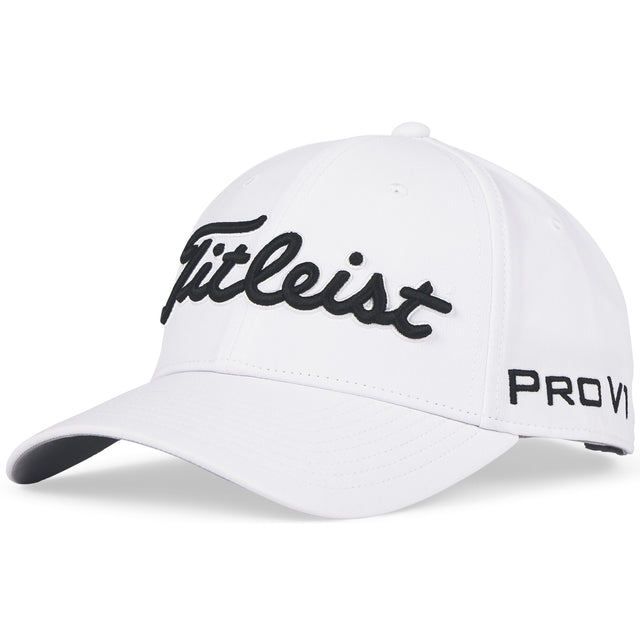 Titleist 2026 Tour Performance Herren Cap, Weiß / Schwarz - Golflaedchen.de