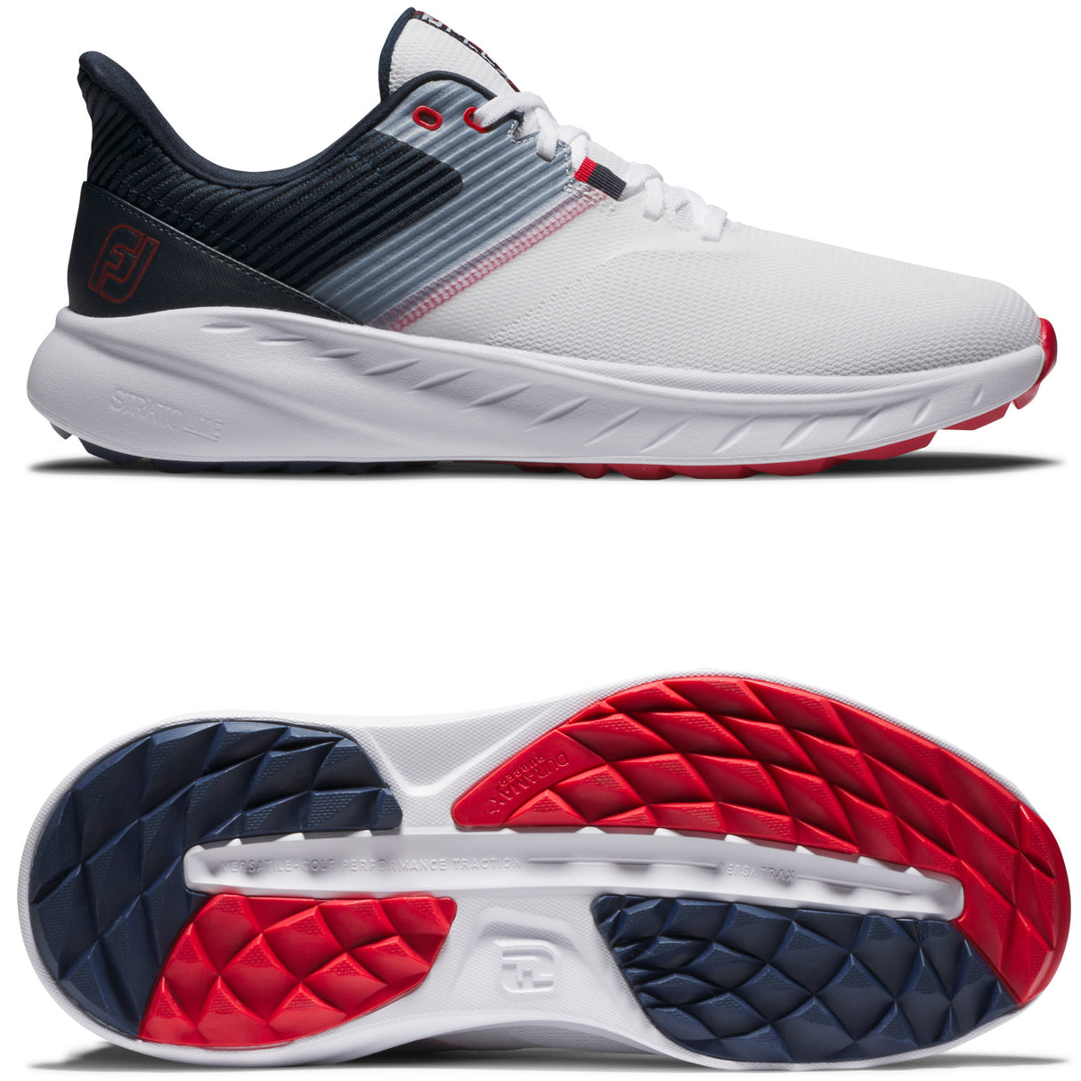FootJoy Flex Herren Golfschuhe, Weiß / Navy / Rot - Golflaedchen.de