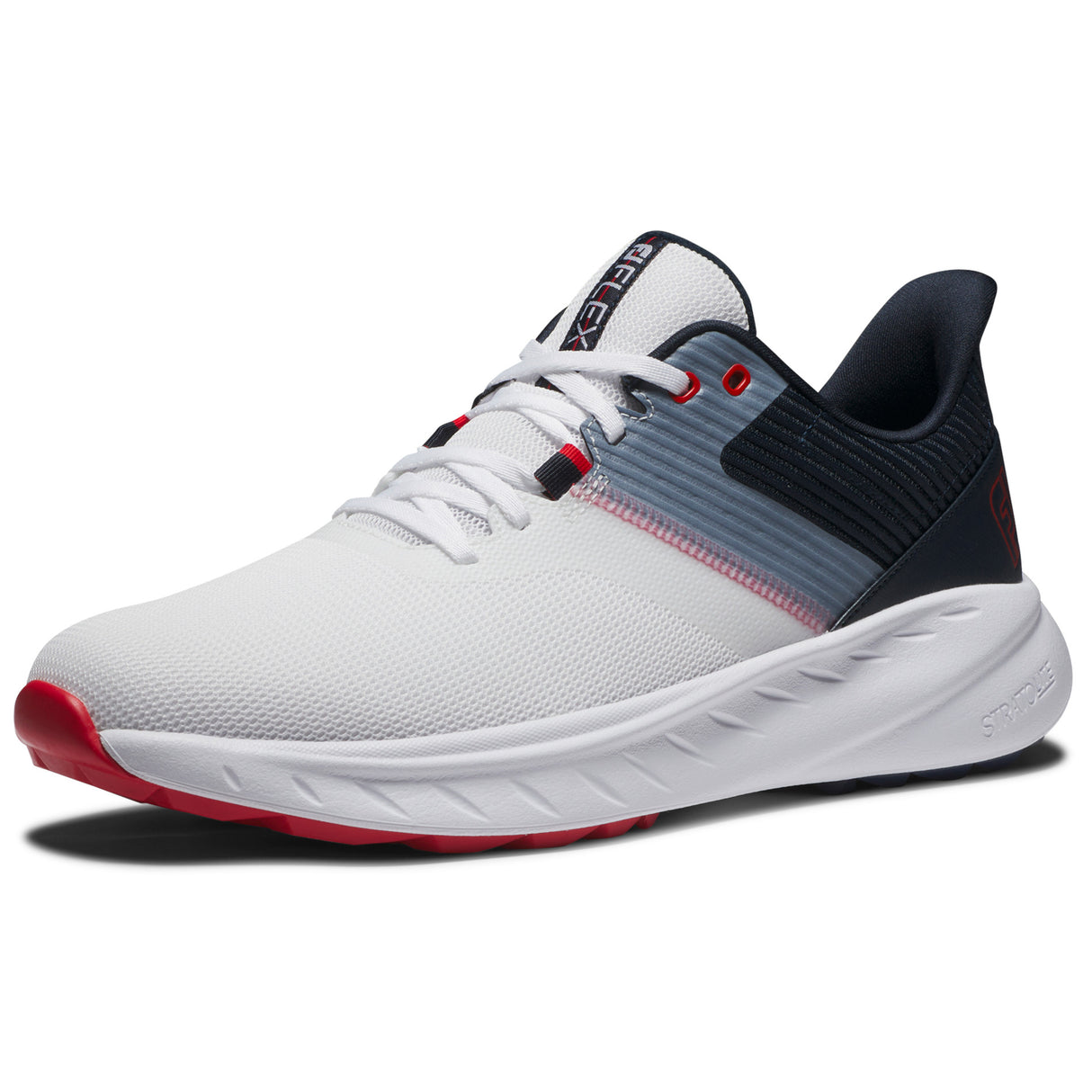 FootJoy Flex Herren Golfschuhe, Weiß / Navy / Rot - Golflaedchen.de