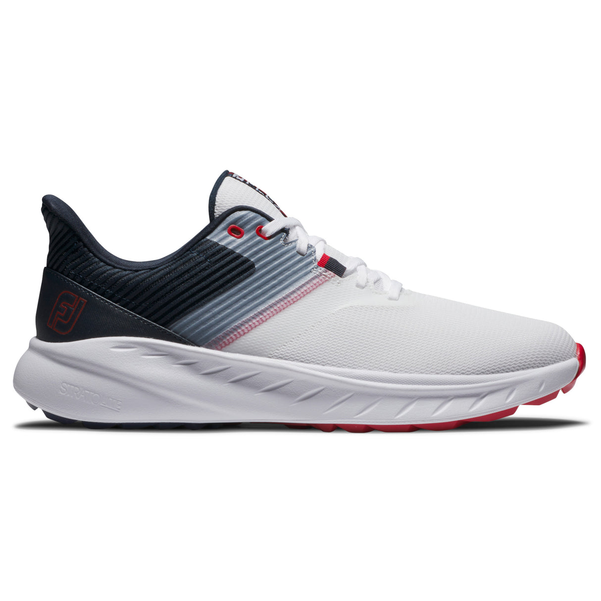FootJoy Flex Herren Golfschuhe, Weiß / Navy / Rot - Golflaedchen.de