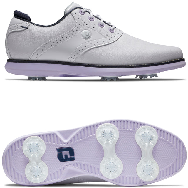 FootJoy Traditions Damen Golfschuhe, Weiß / Navy / Purple - Golflaedchen.de