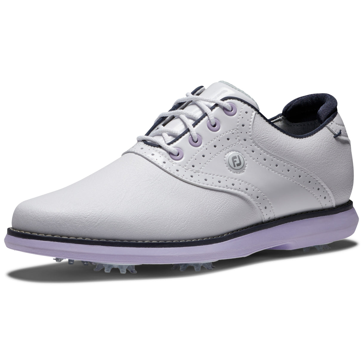 FootJoy Traditions Damen Golfschuhe, Weiß / Navy / Purple - Golflaedchen.de