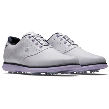FootJoy Traditions Damen Golfschuhe, Weiß / Navy / Purple - Golflaedchen.de