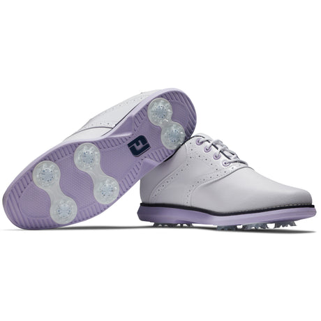 FootJoy Traditions Damen Golfschuhe, Weiß / Navy / Purple - Golflaedchen.de