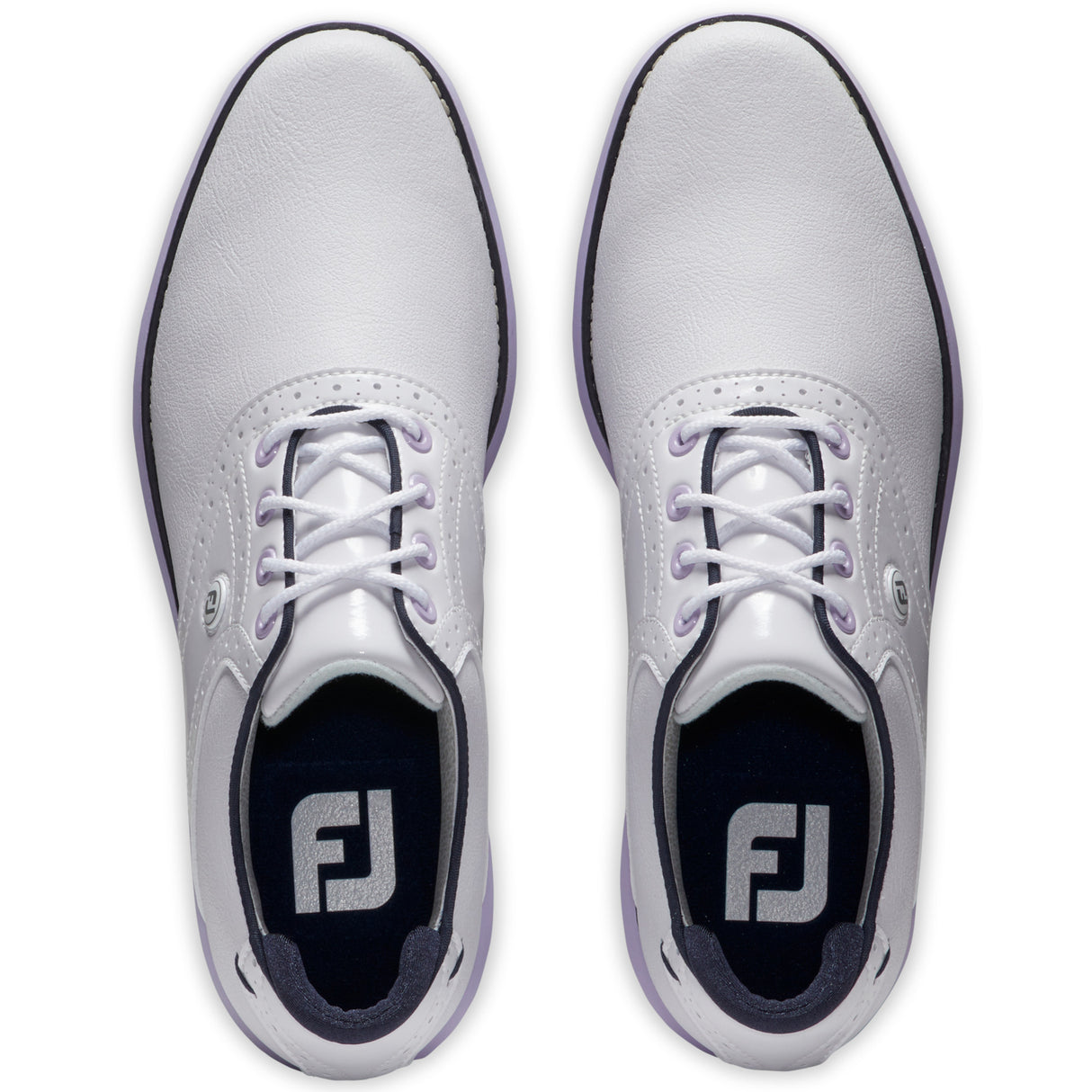FootJoy Traditions Damen Golfschuhe, Weiß / Navy / Purple - Golflaedchen.de