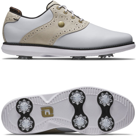 FootJoy Traditions Damen Golfschuhe, Weiß / Hellbraun - Golflaedchen.de