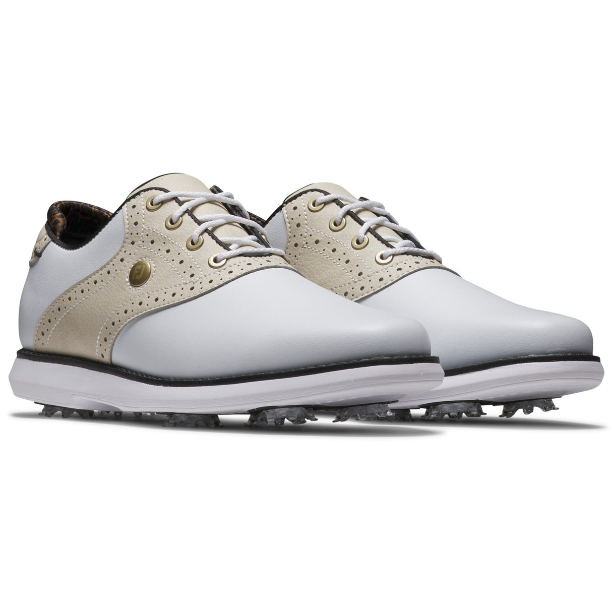 FootJoy Traditions Damen Golfschuhe, Weiß / Hellbraun - Golflaedchen.de