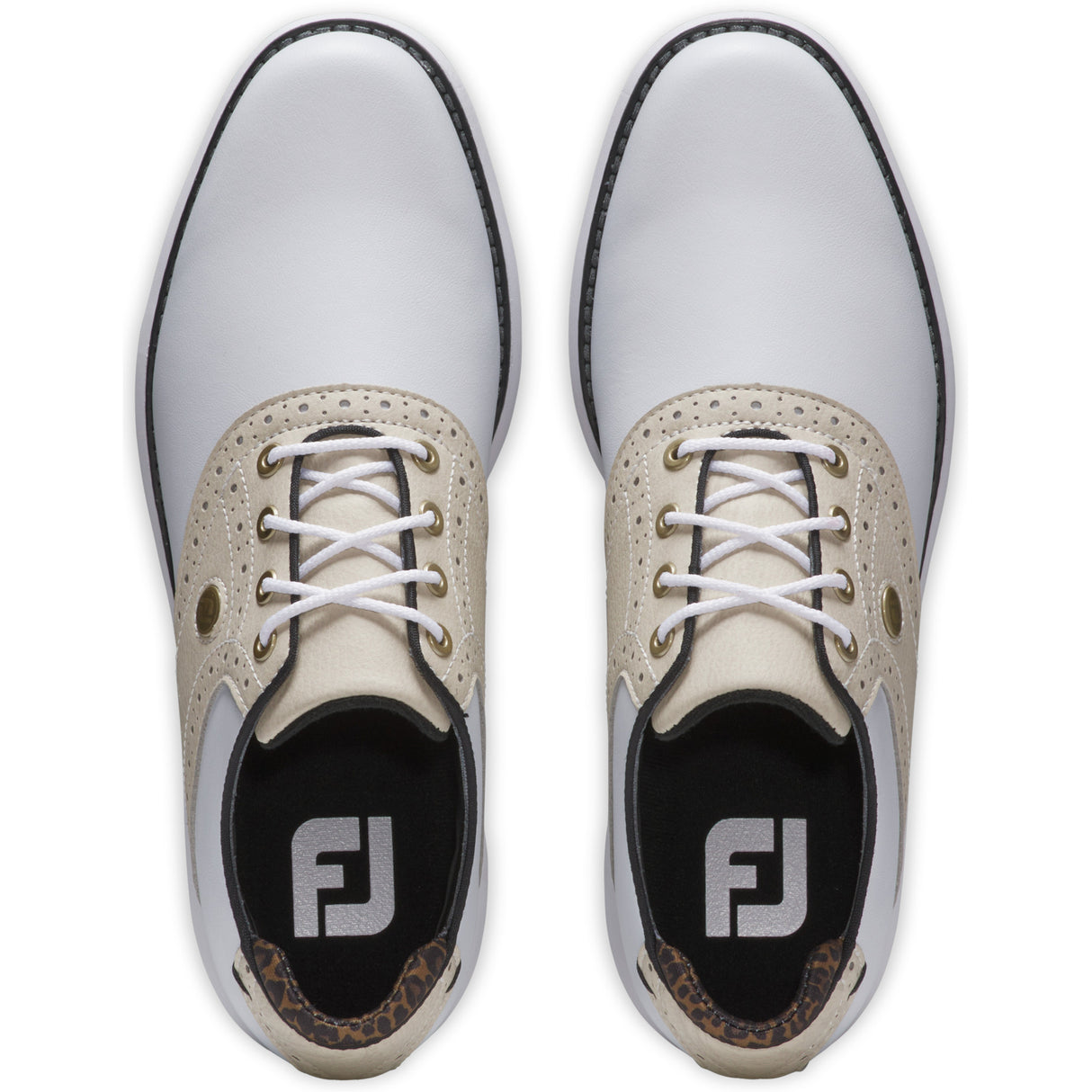 FootJoy Traditions Damen Golfschuhe, Weiß / Hellbraun - Golflaedchen.de