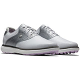 FootJoy Traditions Spikeless Damen Golfschuhe, Weiß / Silber / Pink - Golflaedchen.de
