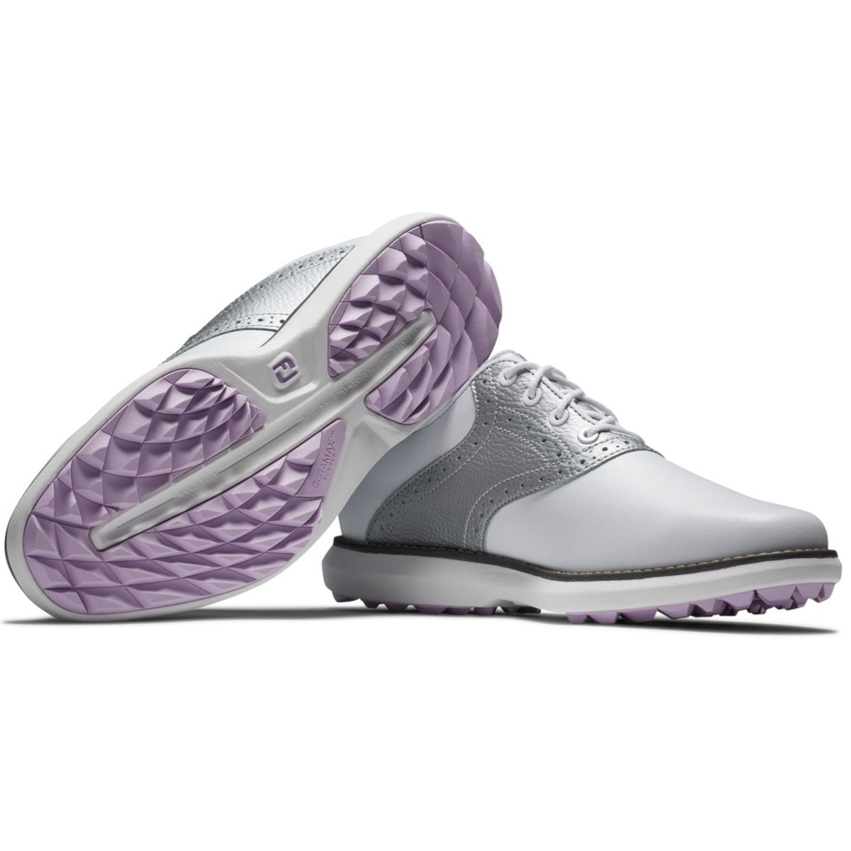 FootJoy Traditions Spikeless Damen Golfschuhe, Weiß / Silber / Pink - Golflaedchen.de