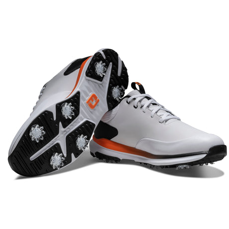 FootJoy 2026 Tour Rival Herren Golfschuhe, Weiß / Schwarz / Orange - Golflaedchen.de