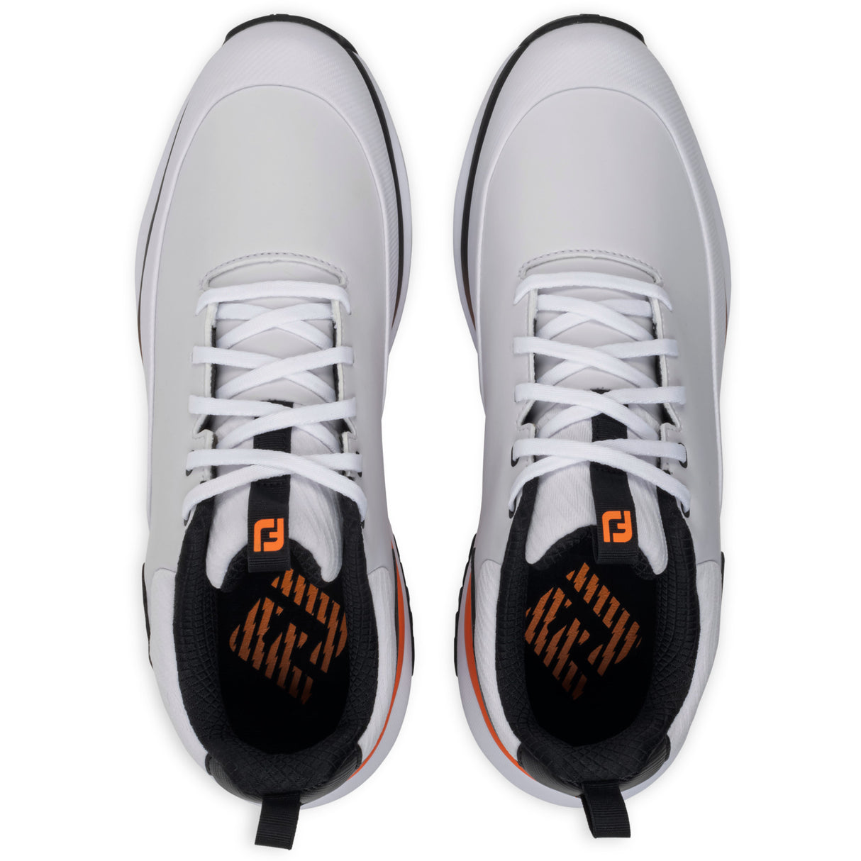FootJoy 2026 Tour Rival Herren Golfschuhe, Weiß / Schwarz / Orange - Golflaedchen.de