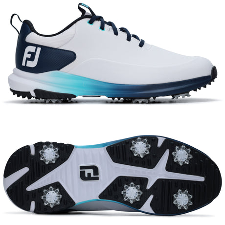 FootJoy 2026 Tour Rival Herren Golfschuhe, Weiß / Blau - Golflaedchen.de