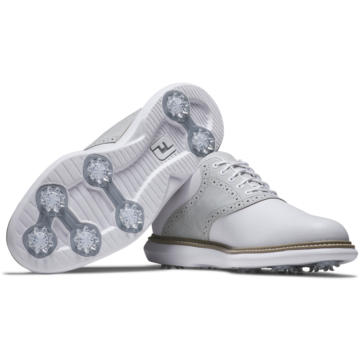 FootJoy Traditions Herren Golfschuhe, Weiß / Grau - Golflaedchen.de