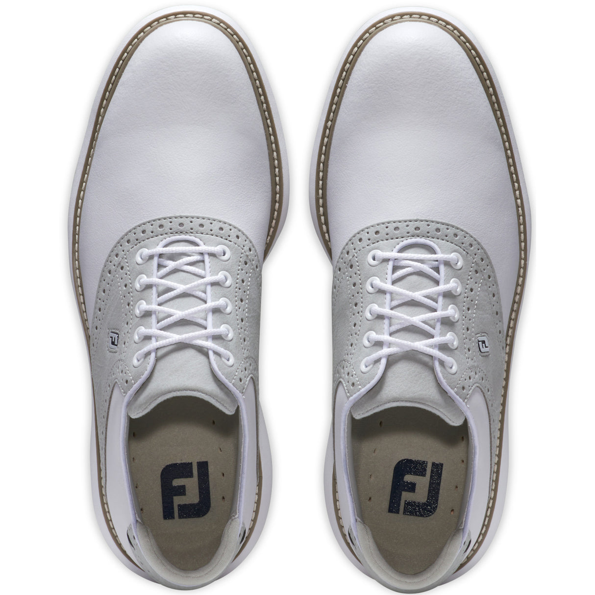 FootJoy Traditions Herren Golfschuhe, Weiß / Grau - Golflaedchen.de