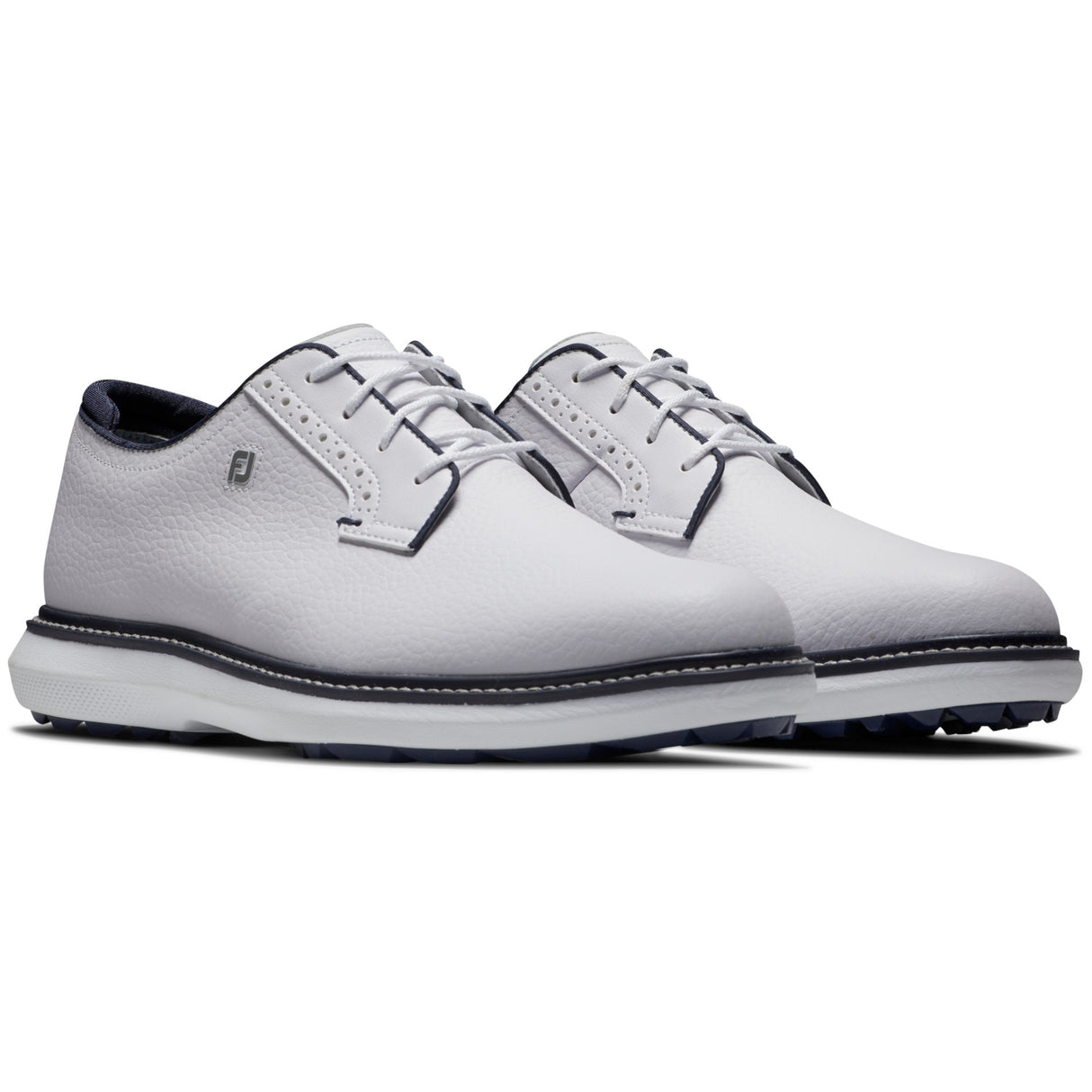 FootJoy 2026 Traditions SL Blucher Herren Golfschuhe, Weiß / Navy - Golflaedchen.de