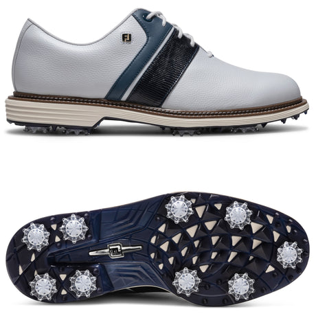 FootJoy 2026 Premier Series Packard Herren Golfschuhe, Weiß / Navy - Golflaedchen.de