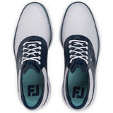 FootJoy 2026 Traditions Herren Golfschuhe, Weiß / Blau - Golflaedchen.de