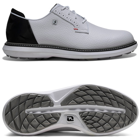 FootJoy 2026 Traditions SL Blucher Herren Golfschuhe, Weiß / Schwarz - Golflaedchen.de