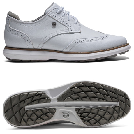 FootJoy 2026 Traditions Spikeless Damen Golfschuhe, Weiß - Golflaedchen.de