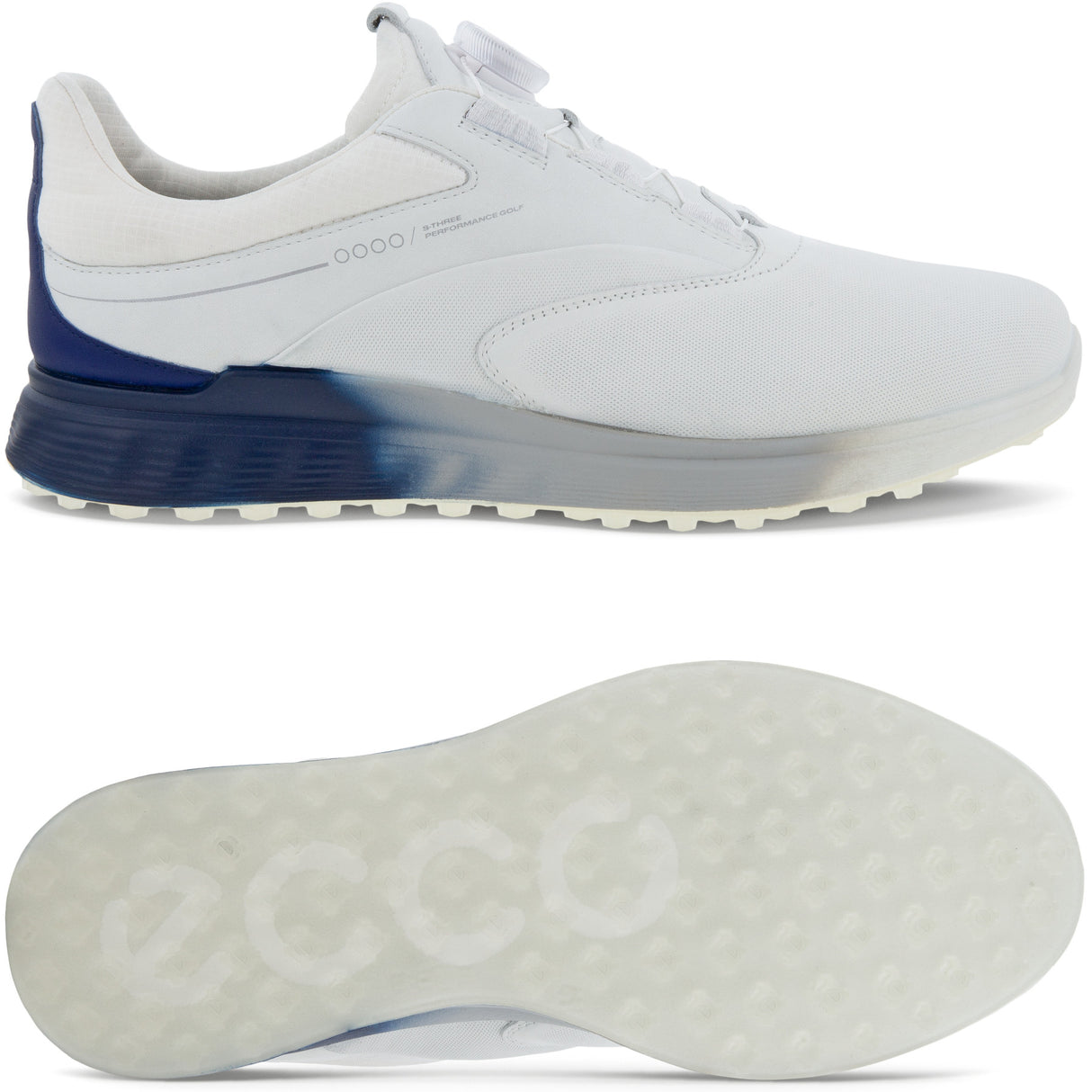 Ecco S - Three GTX BOA Herren Golfschuhe, Weiß / Blau - Golflaedchen.de