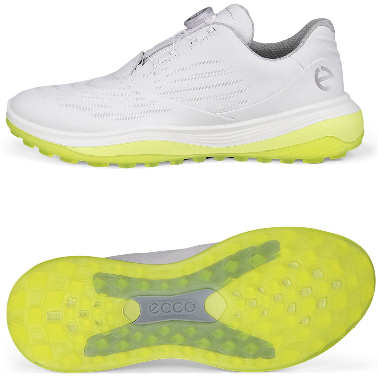 Ecco LT1 BOA Herren Golfschuhe, Offwhite / Gelb - Golflaedchen.de